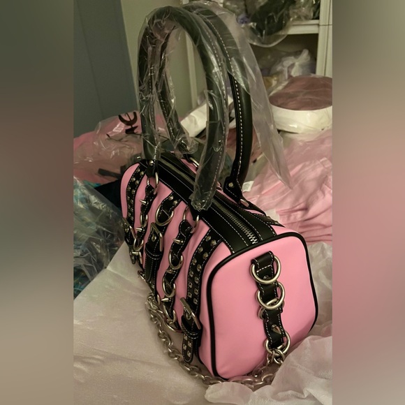 NWT - Current Mood Wicked Way Chain Stuffed Mini Duffel Bag Pink - Picture 6 of 9